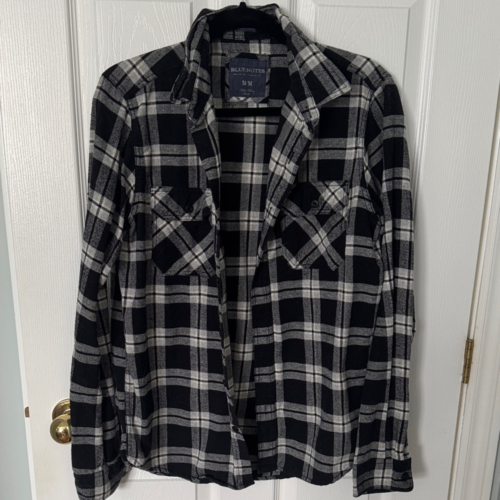 Bluenotes Men's Black and White Checkered Shirt Jacket